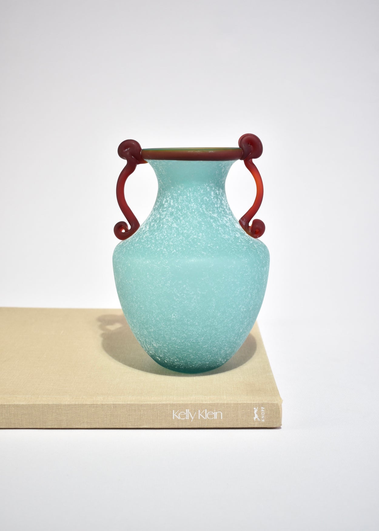 Teal Murano Amphora Vase