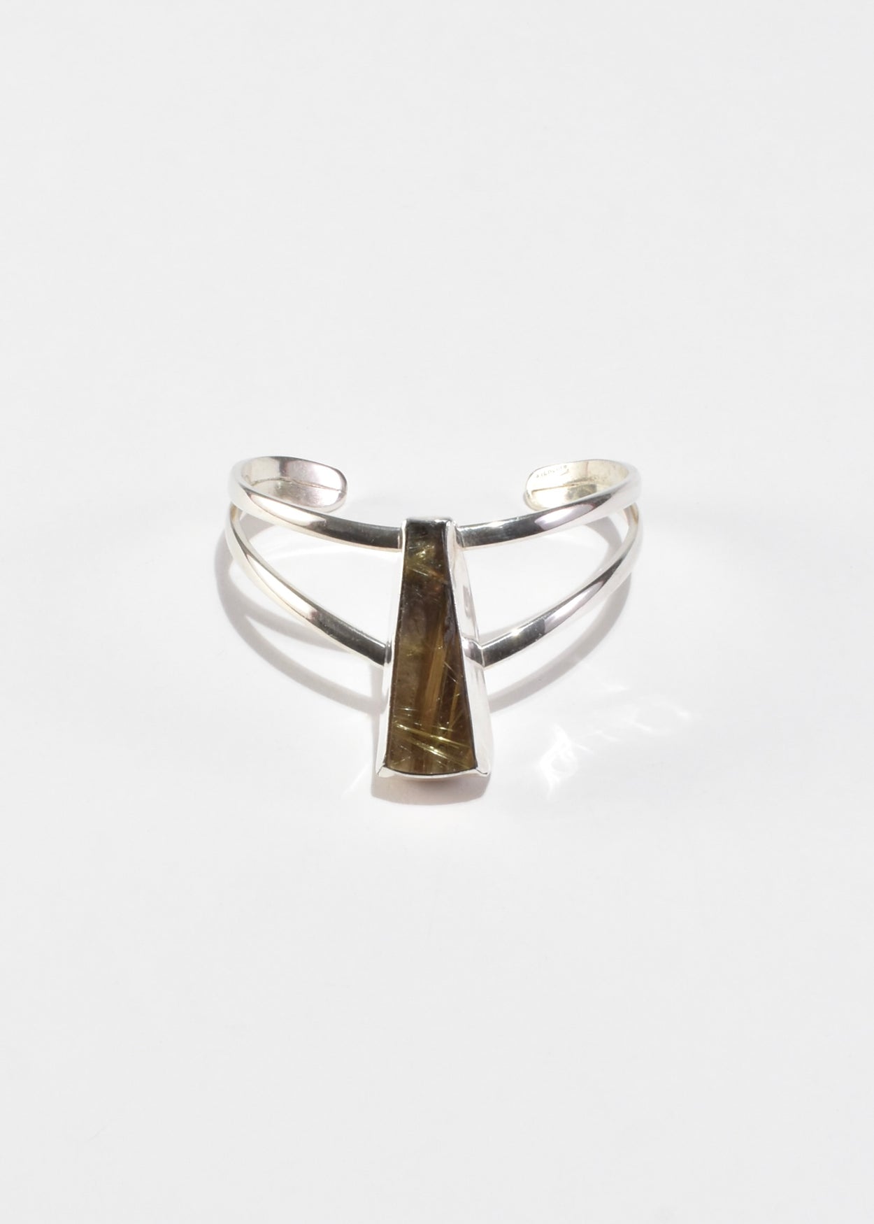 Modernist Rutilated Quartz Cuff Bracelet