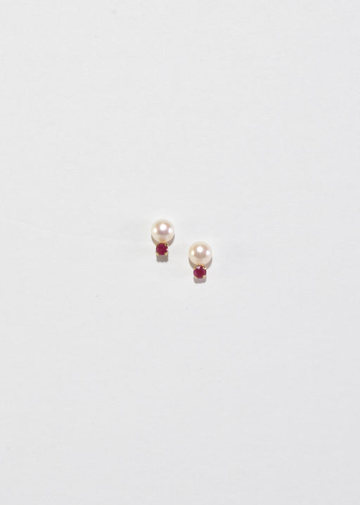 Petite Ruby Pearl Earrings