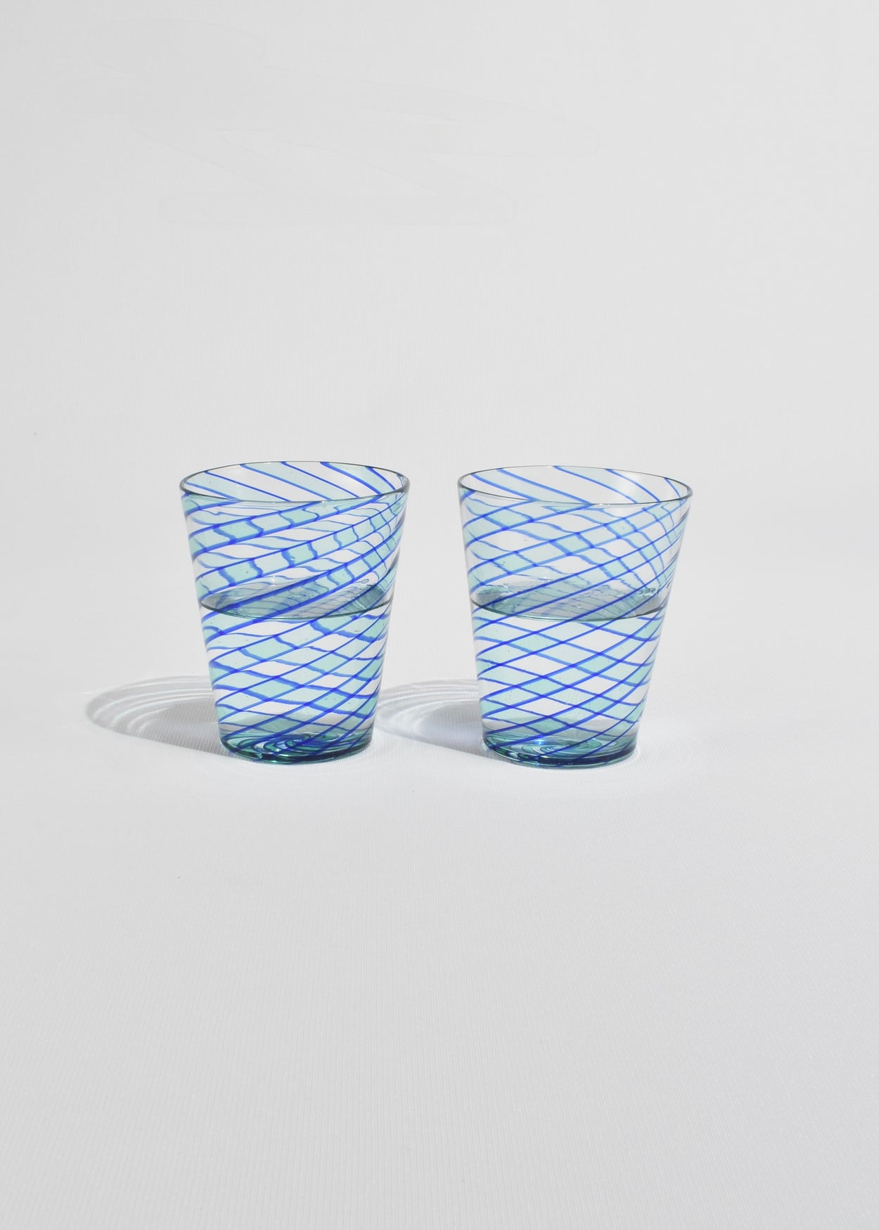 Blue Spiral Glass Tumblers