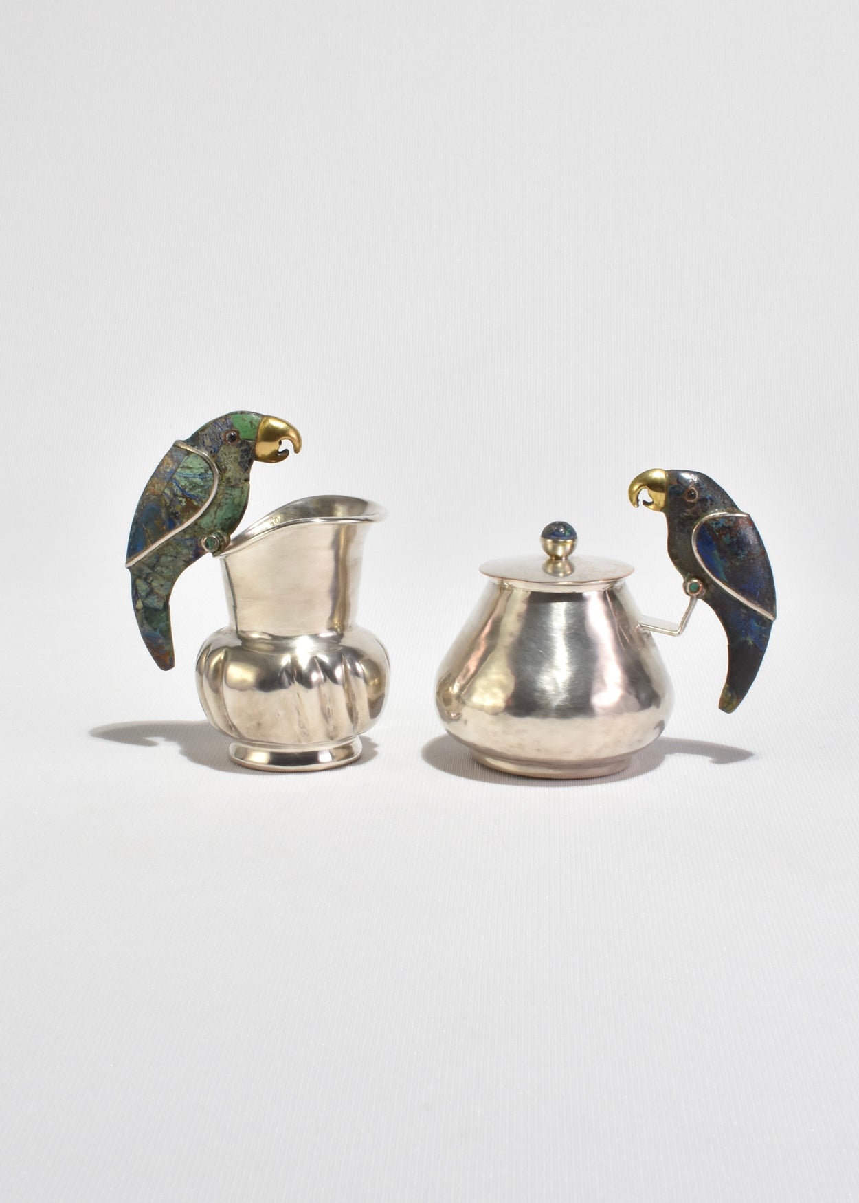 Mid Century Parrot Cream and Sugar Set