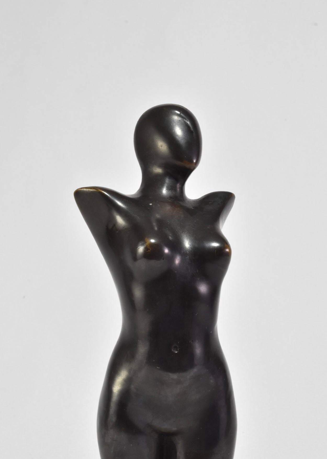 Abstract Bronze Figure on Stone Base