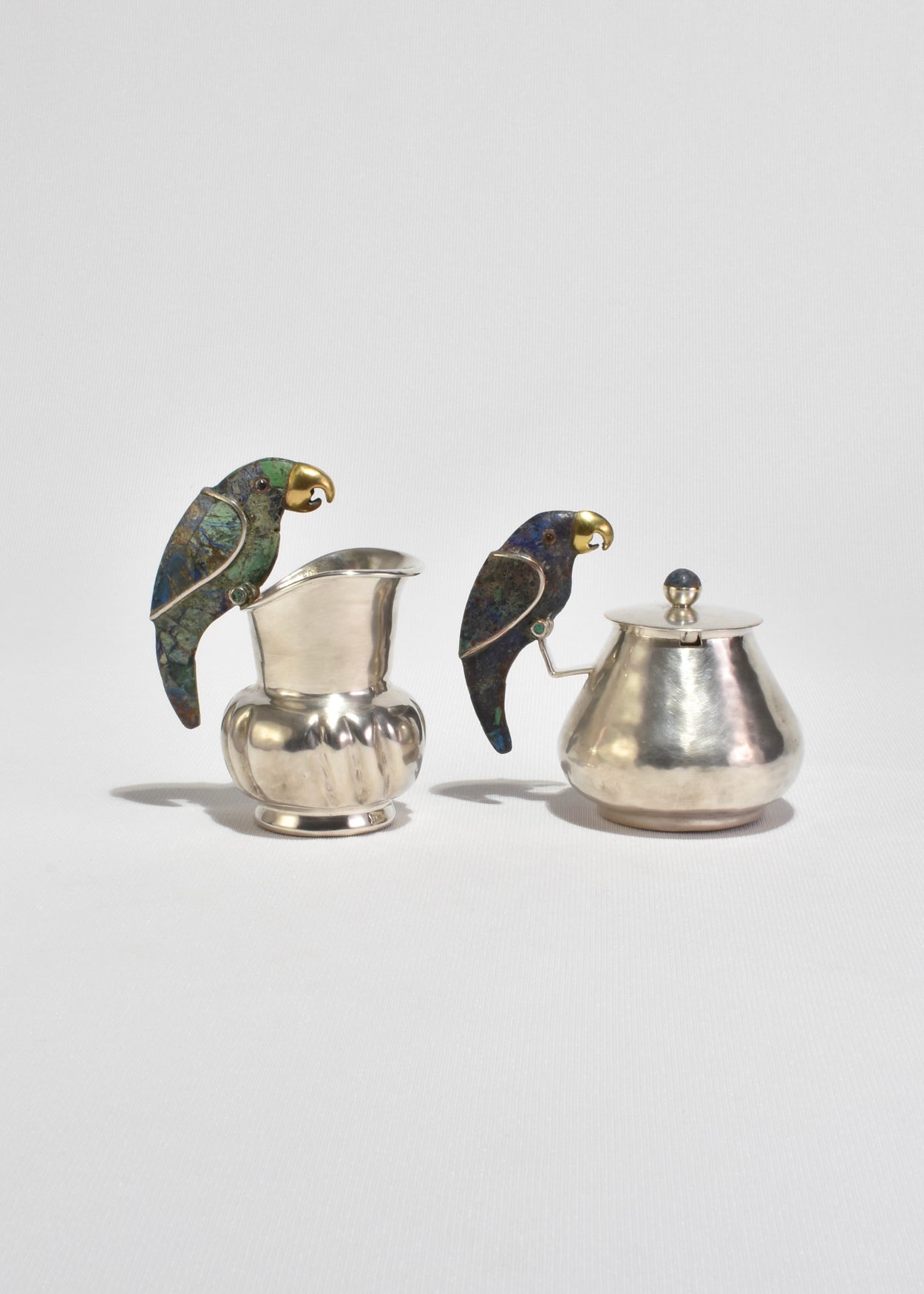 Mid Century Parrot Cream and Sugar Set