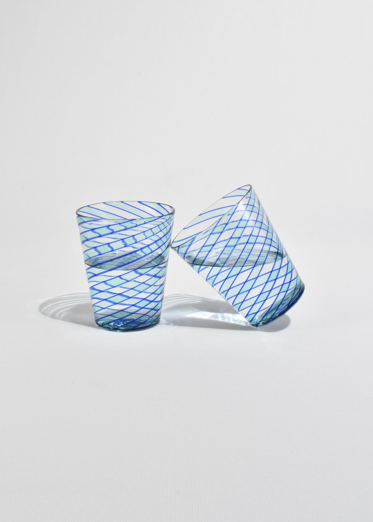 Blue Spiral Glass Tumblers