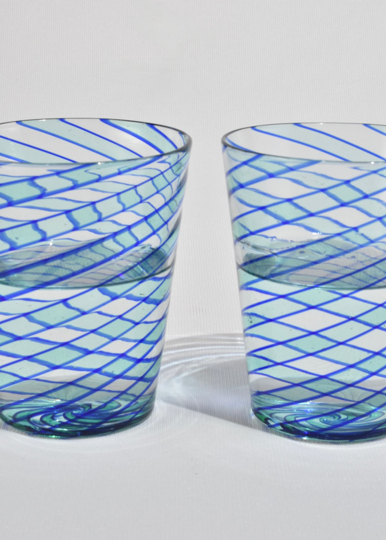 Blue Spiral Glass Tumblers