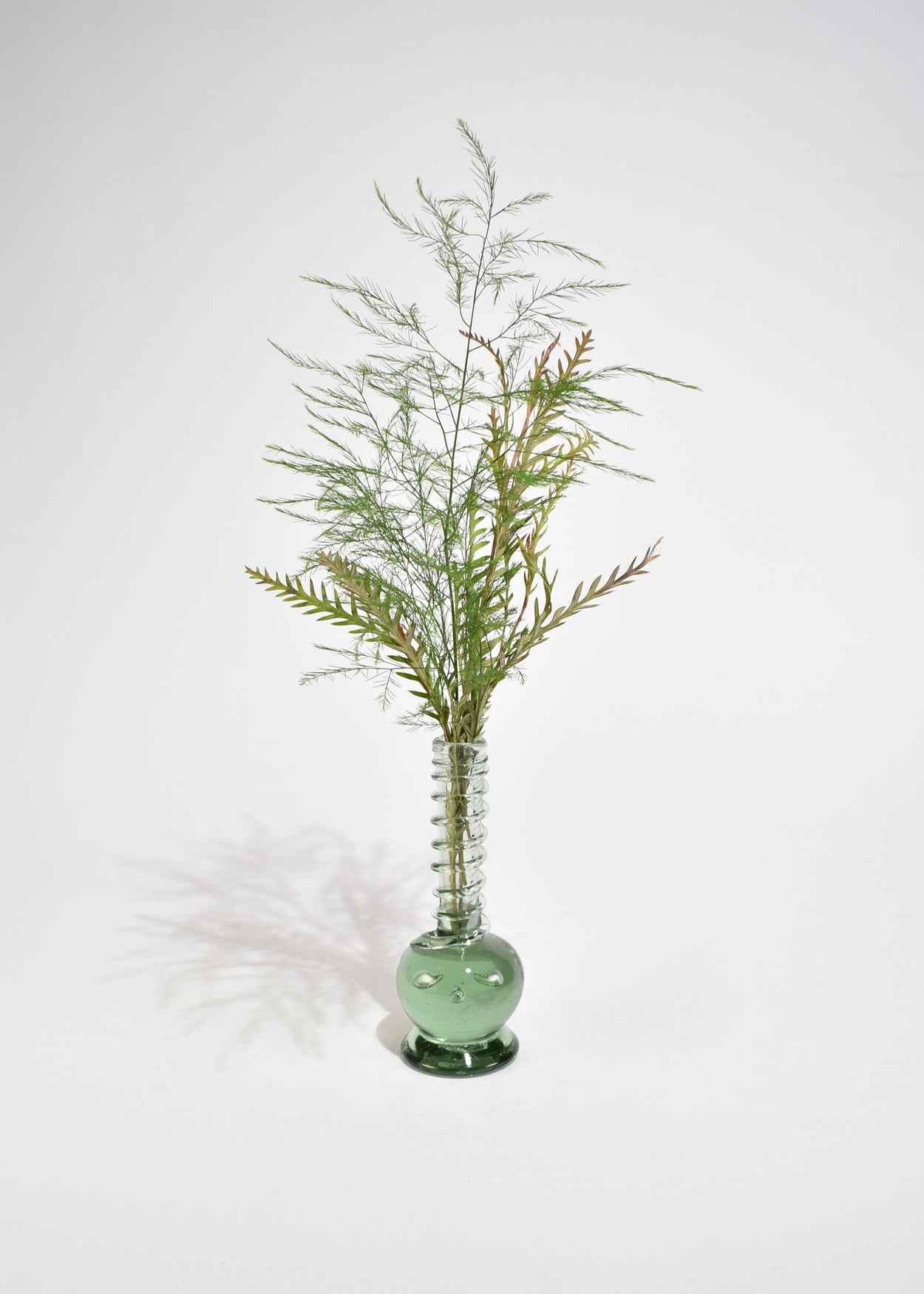 Green Spiral Glass Bud Vase