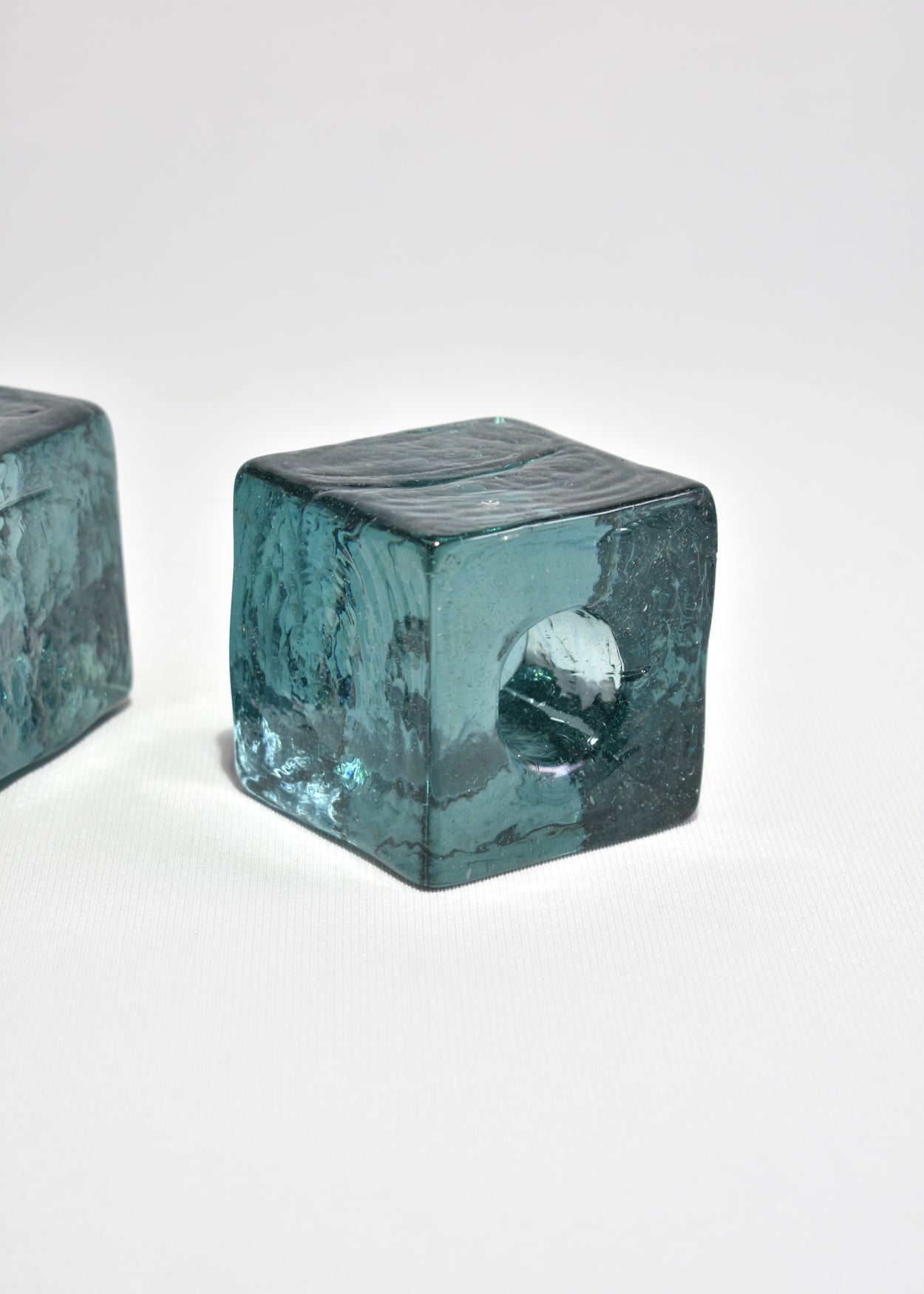 Aqua Glass Candleholders