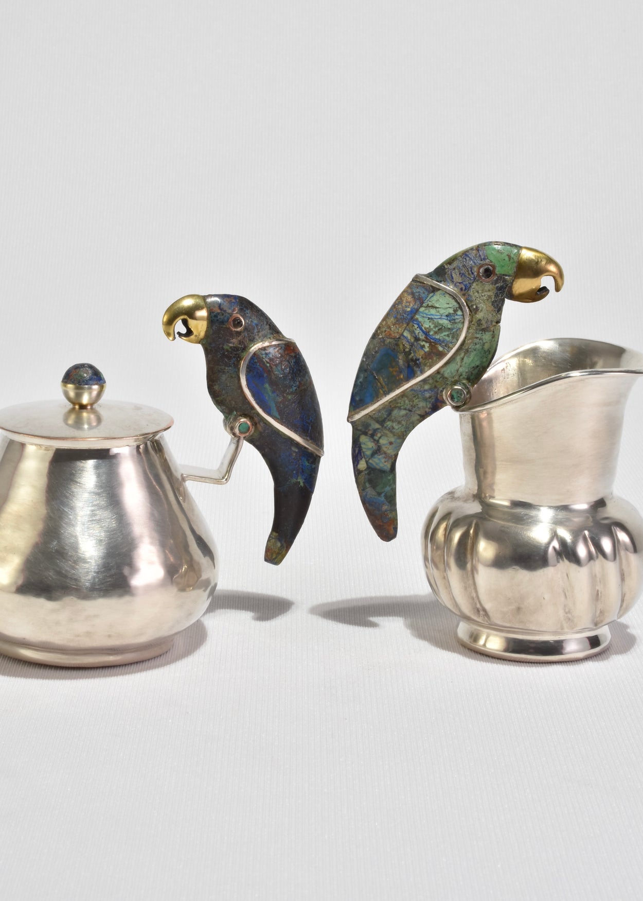 Mid Century Parrot Cream and Sugar Set