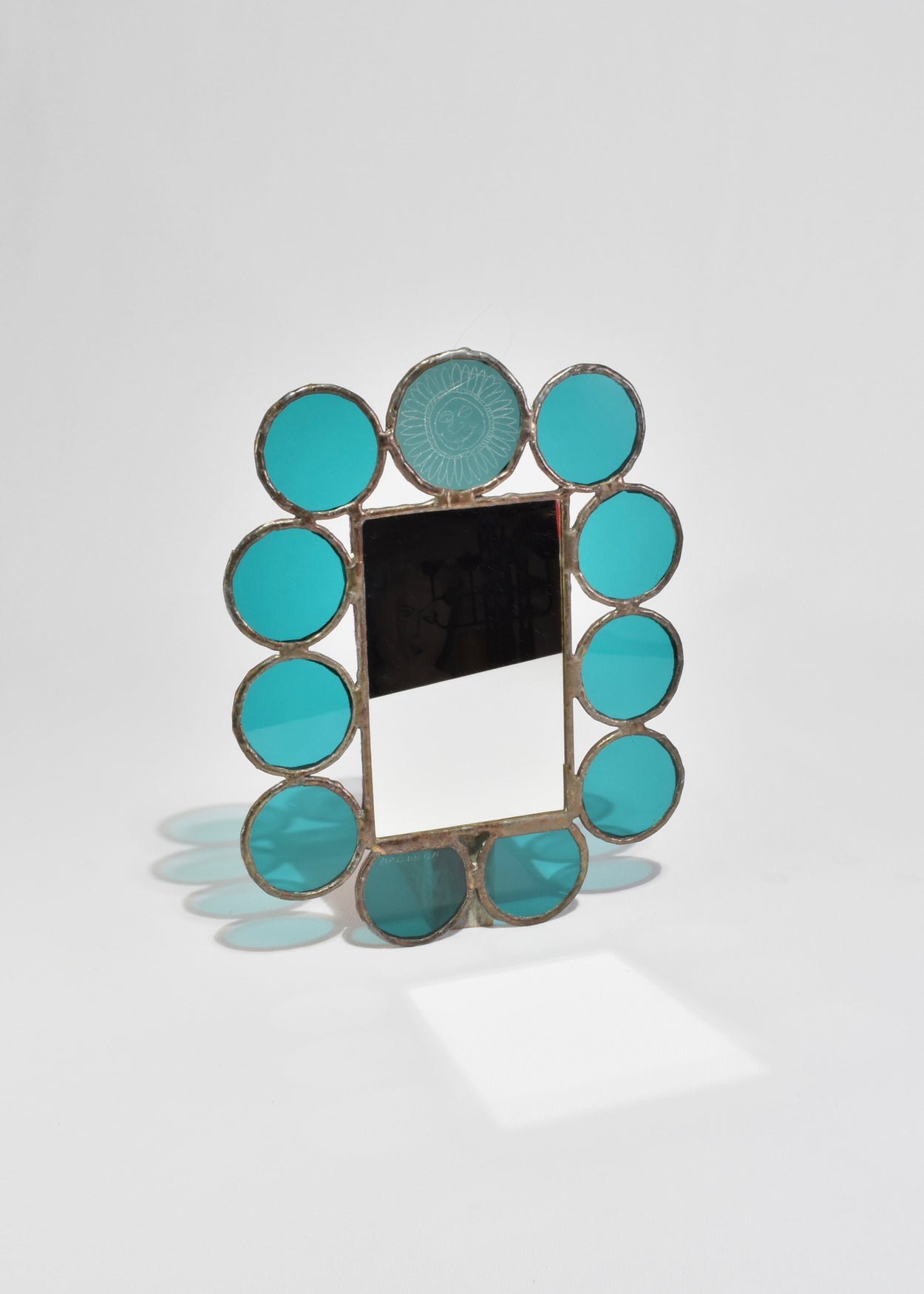 Teal Glass Wall Mirror