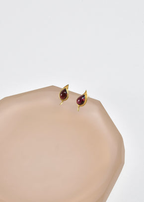 Garnet Leaf Earrings
