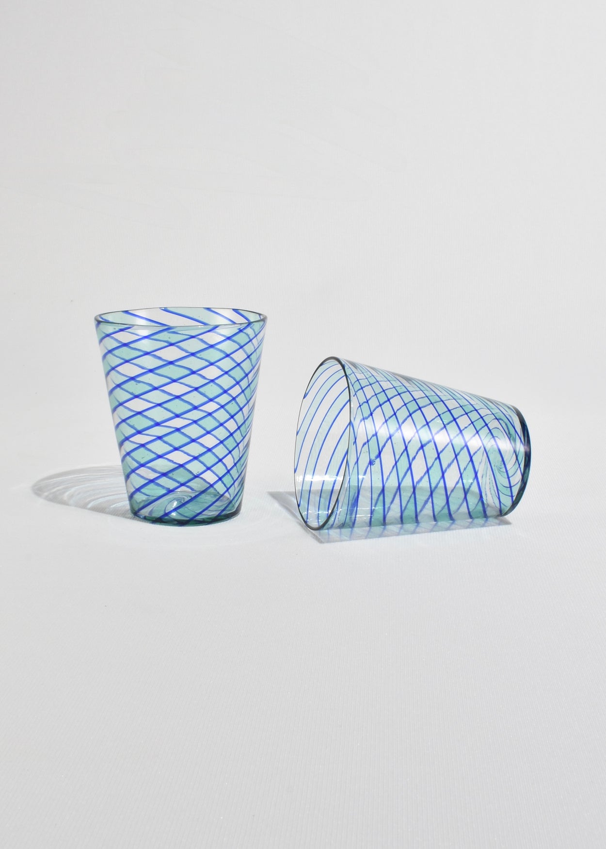 Blue Spiral Glass Tumblers