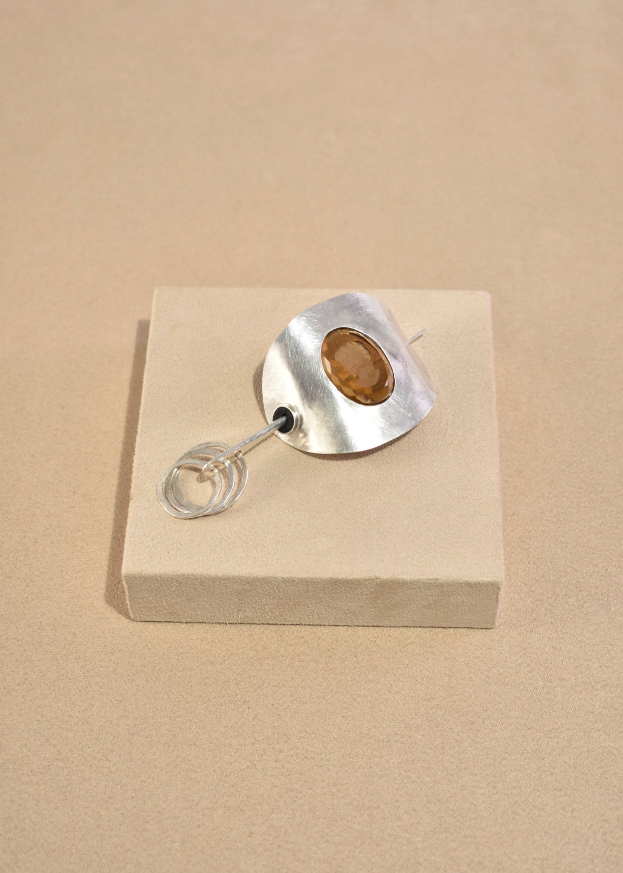 Glass Intaglio Sterling Hair Pin