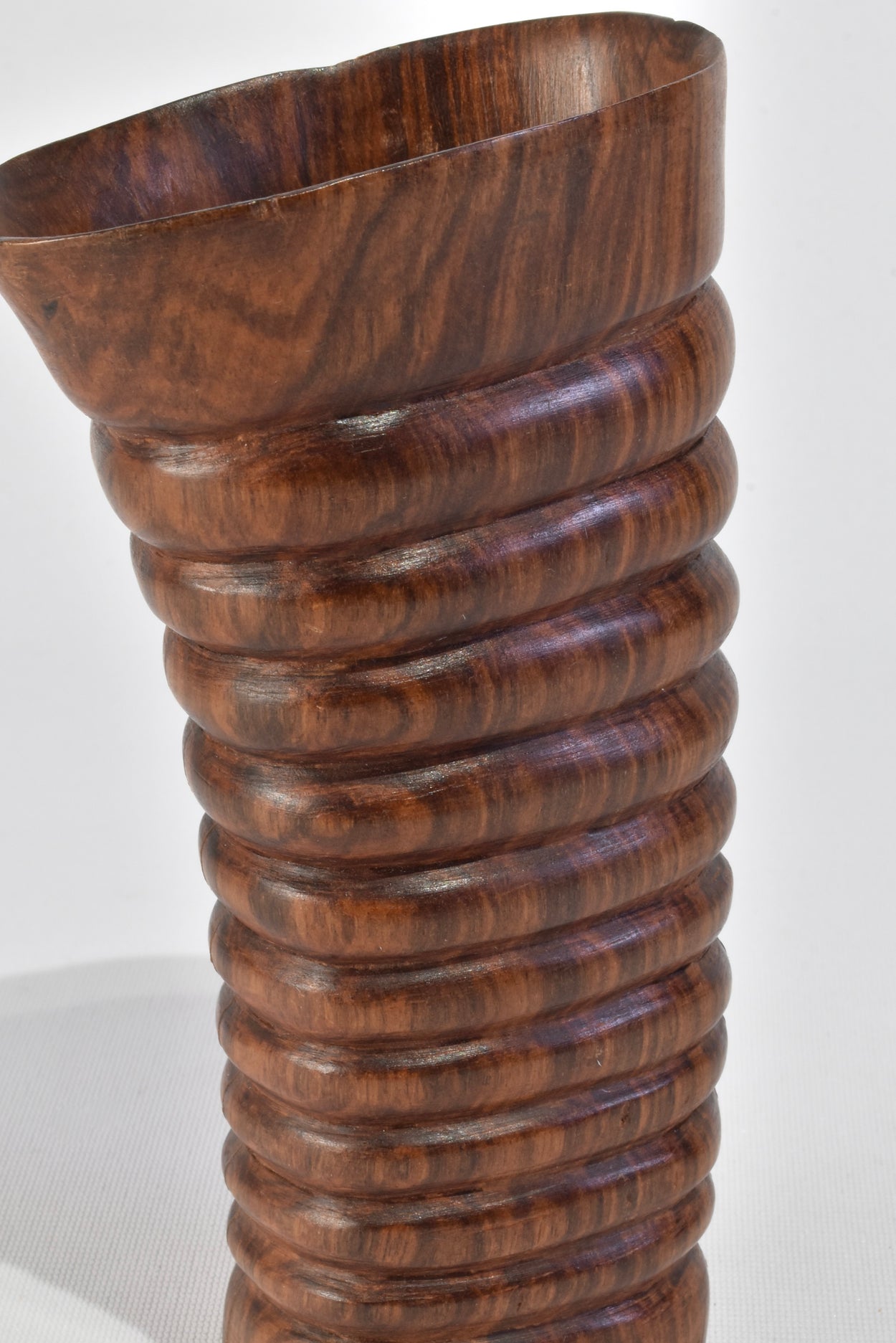 Ribbed Wooden Vase