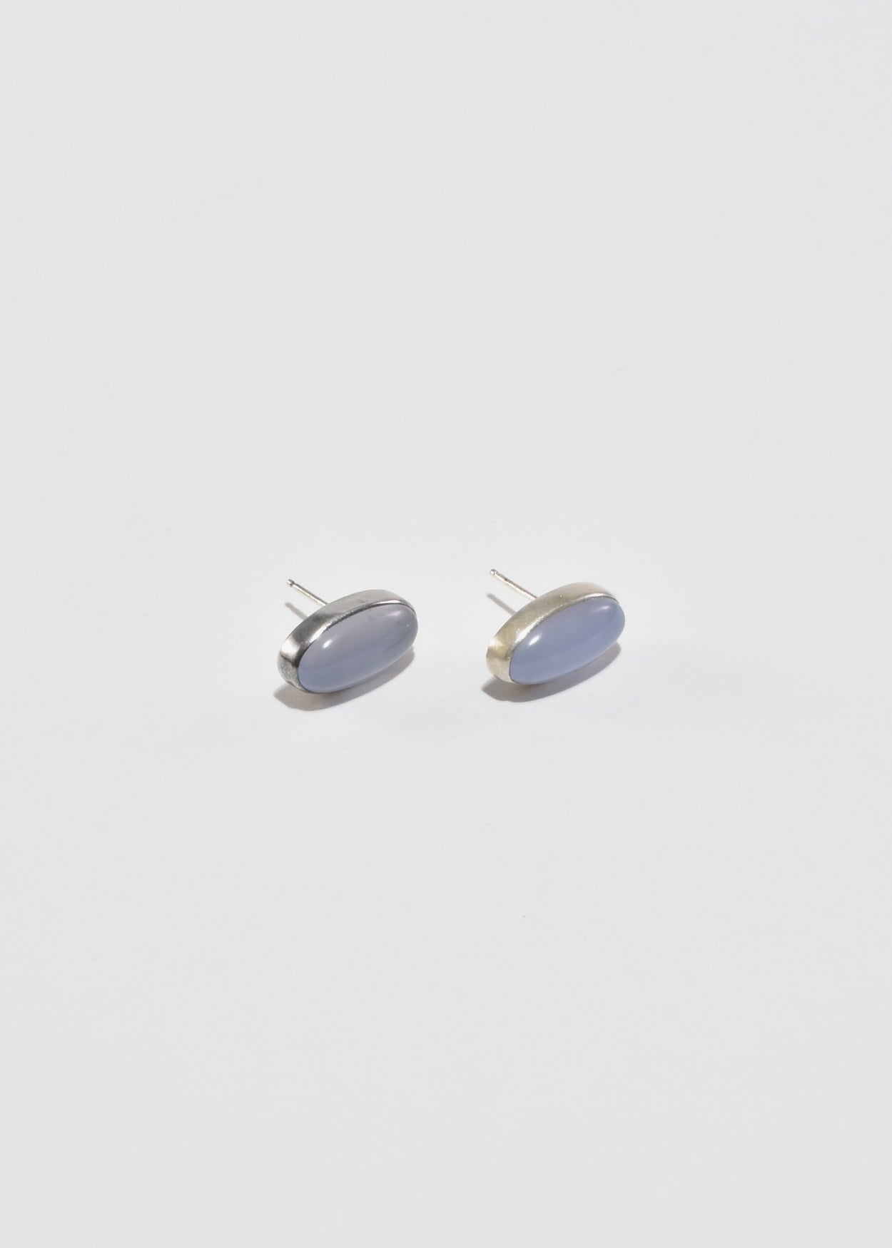 Oval Chalcedony Stud Earrings