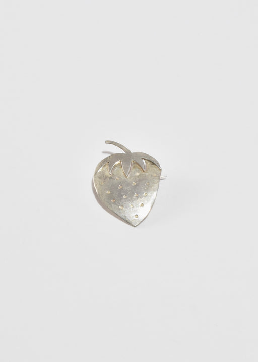 Sterling Strawberry Brooch