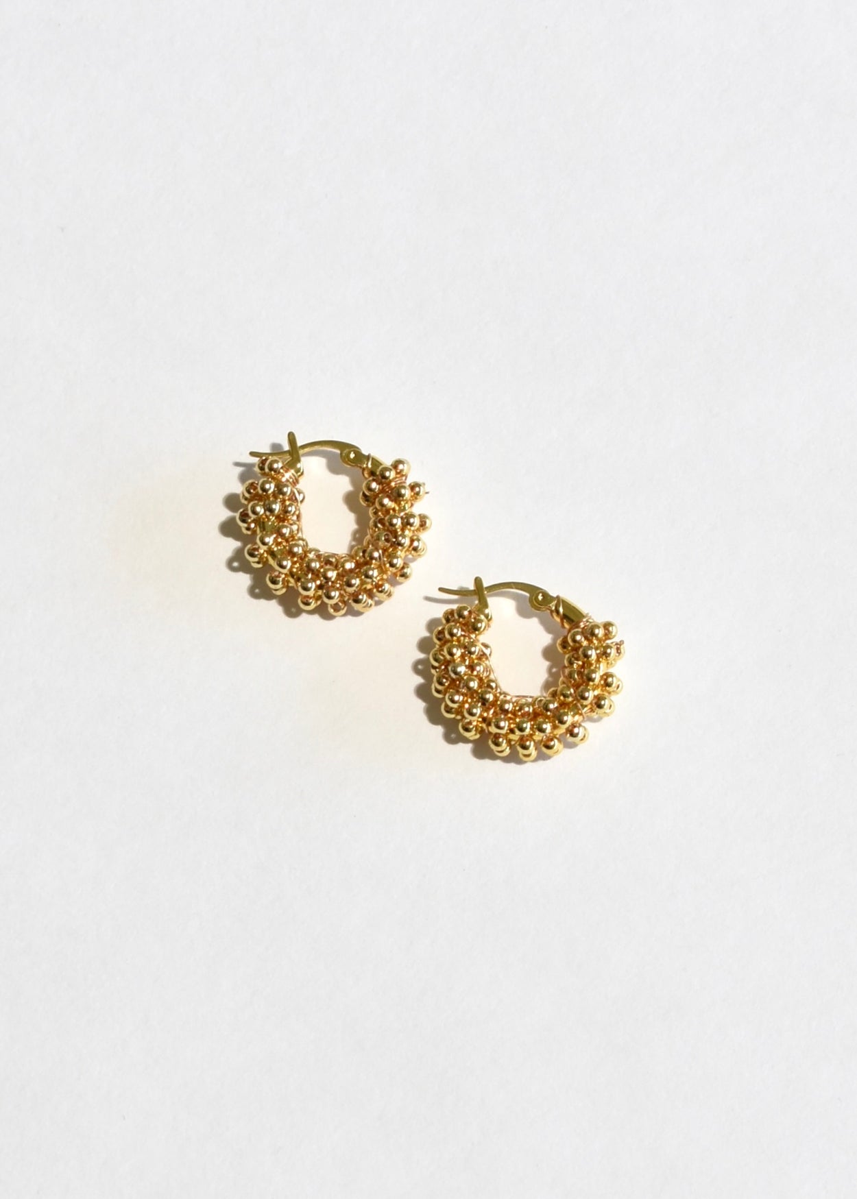 Gold Beaded Hoop Earrings