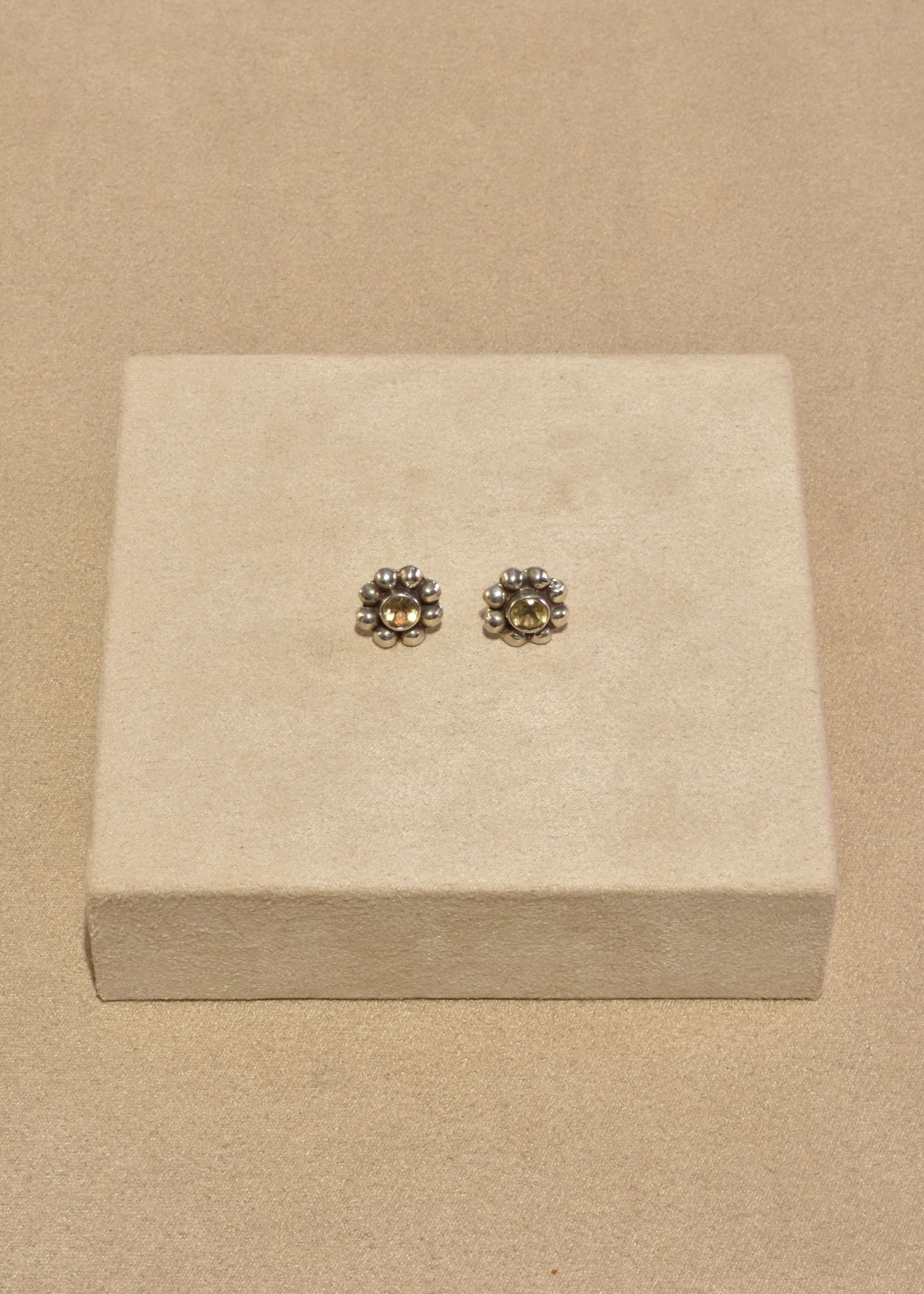 Citrine Dotted Stud Earrings