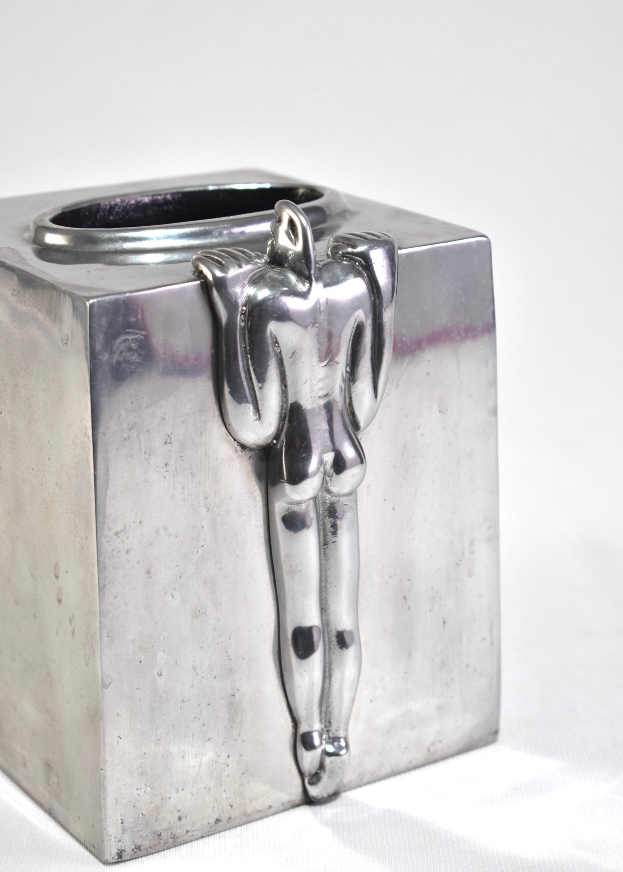Figural Pewter Tissue Box