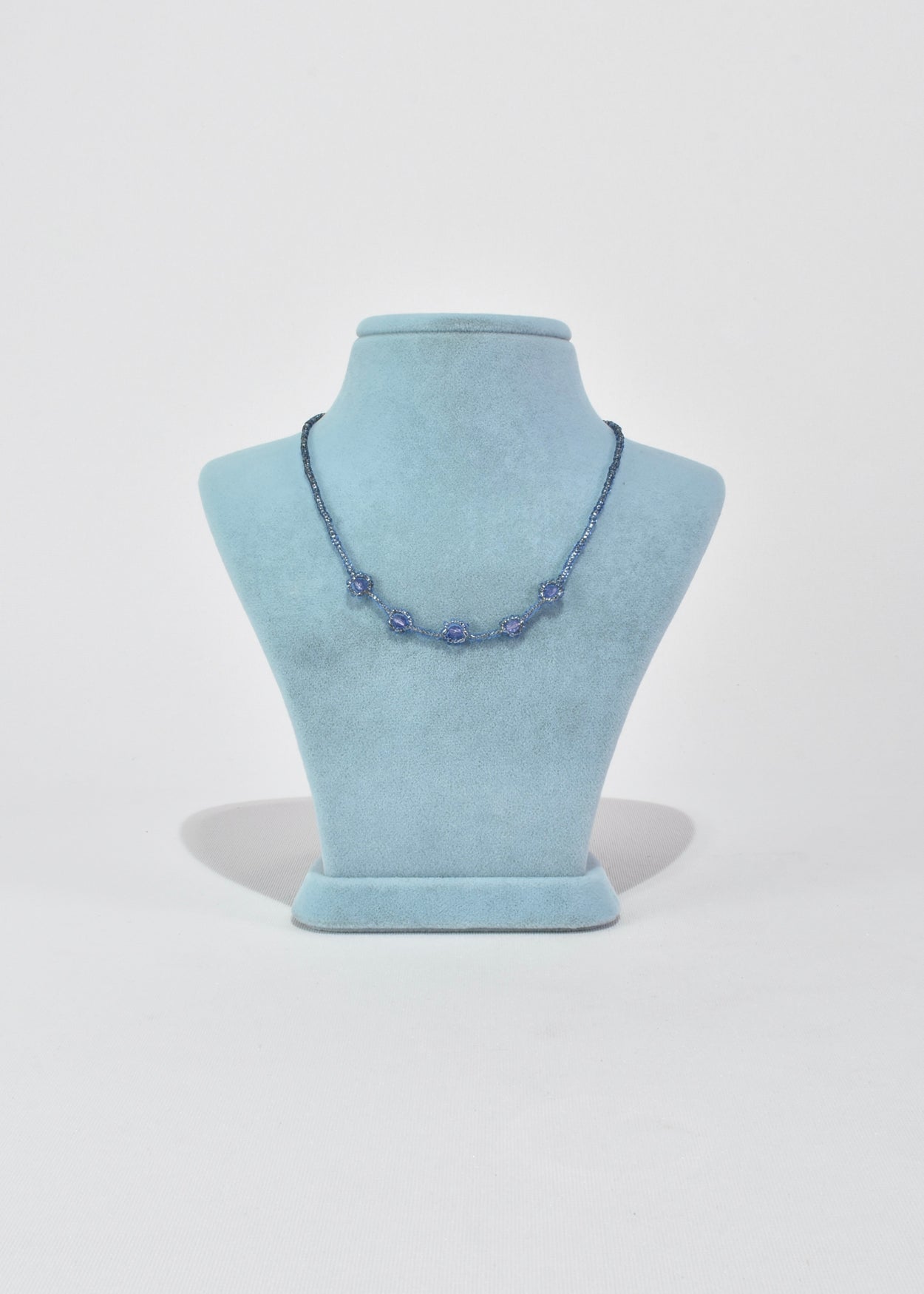 Blue Glass Beaded Necklace
