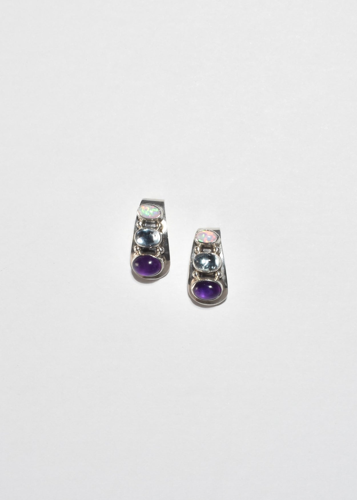 Curved Multi Stone Earrings