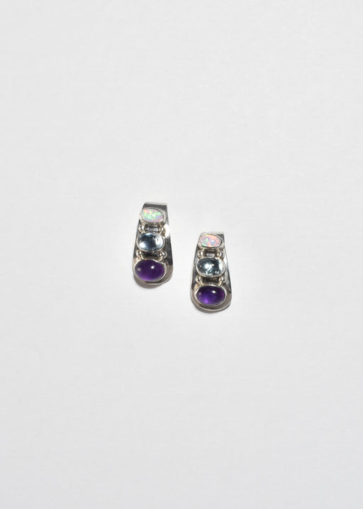 Curved Multi Stone Earrings