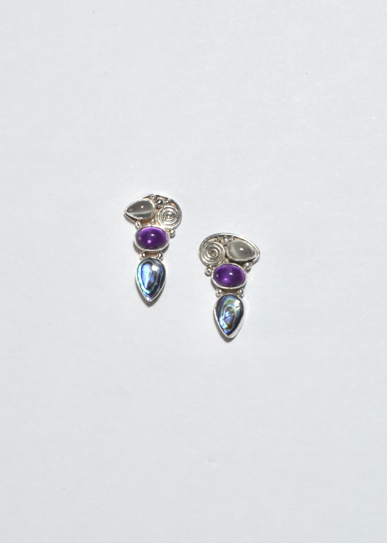 Spiral Multi Stone Earrings