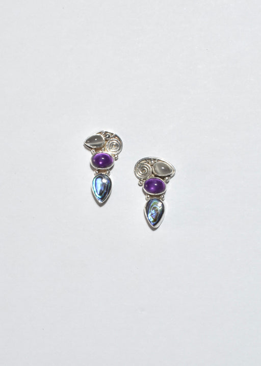 Spiral Multi Stone Earrings