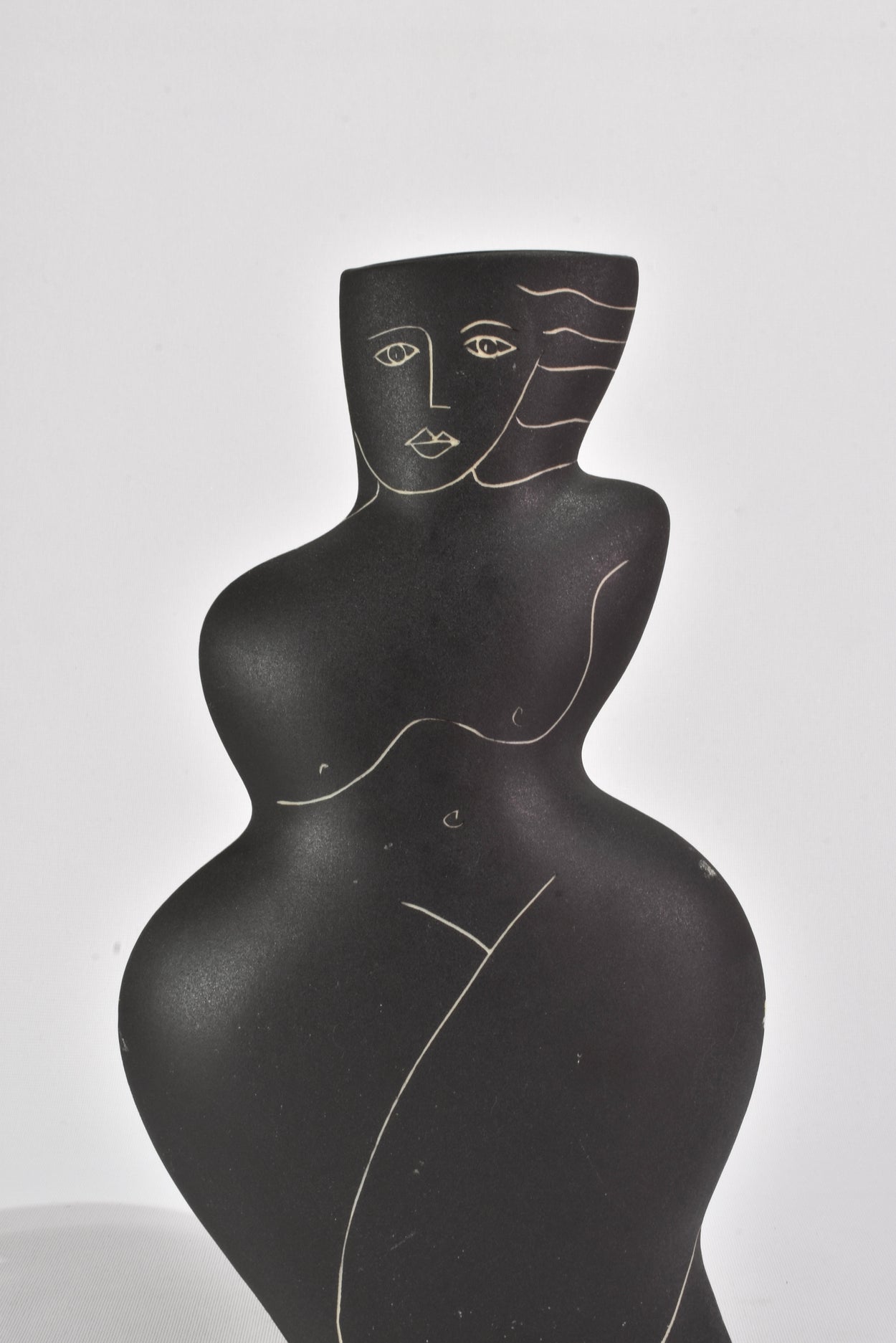 Black Porcelain Figure Vase