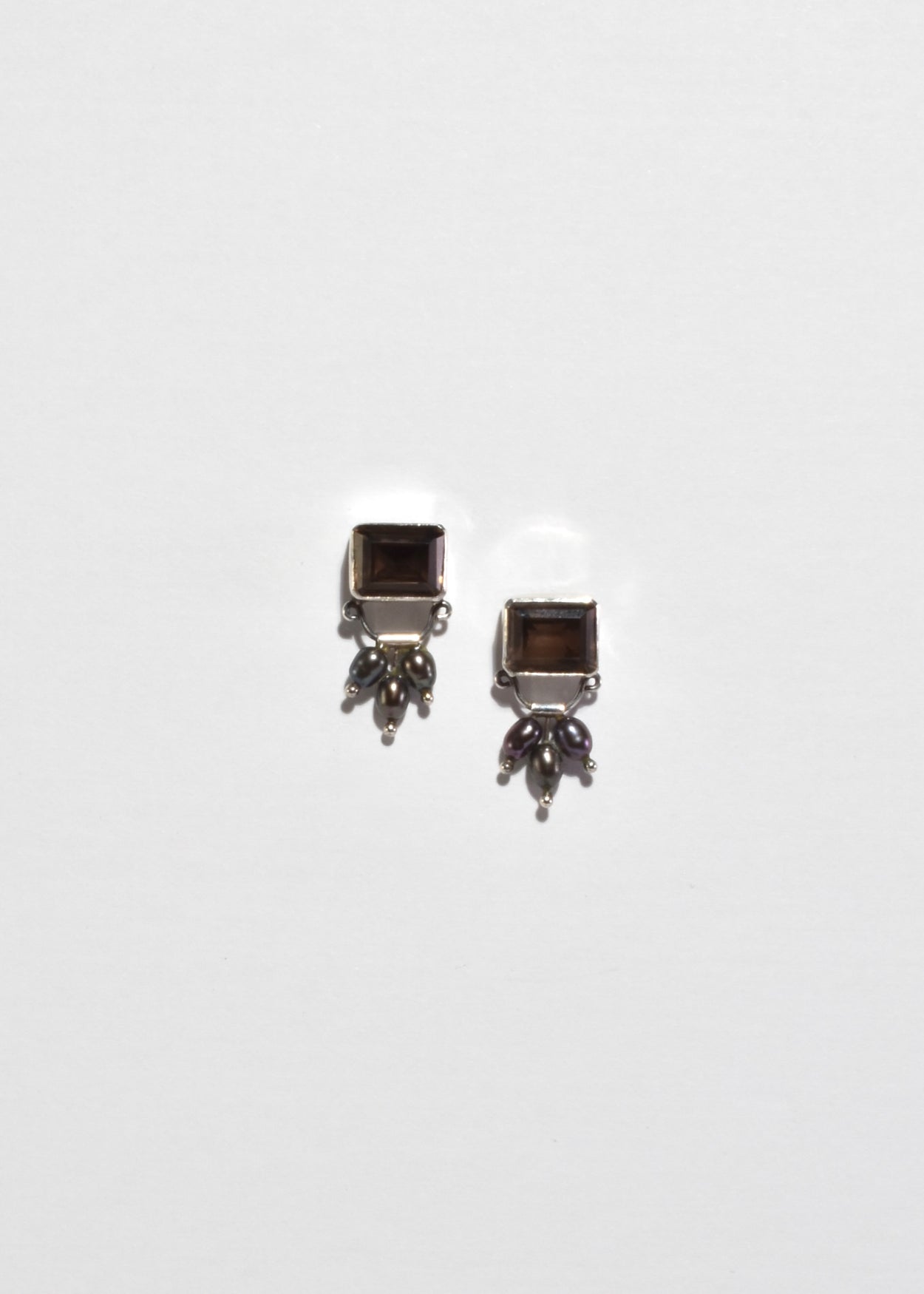 Smoky Quartz Pearl Earrings