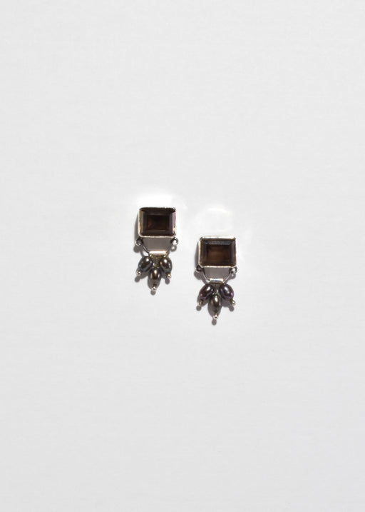Smoky Quartz Pearl Earrings