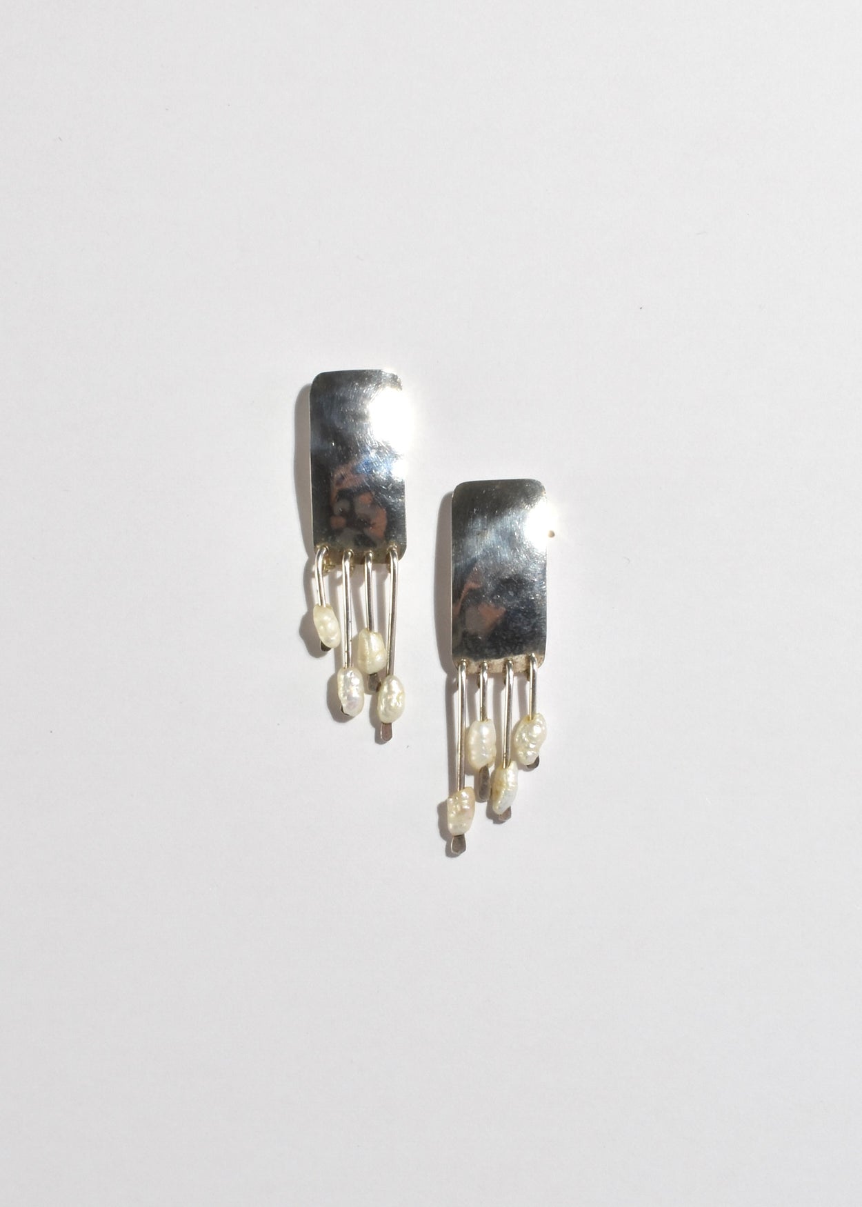 Rectangular Pearl Fringe Earrings