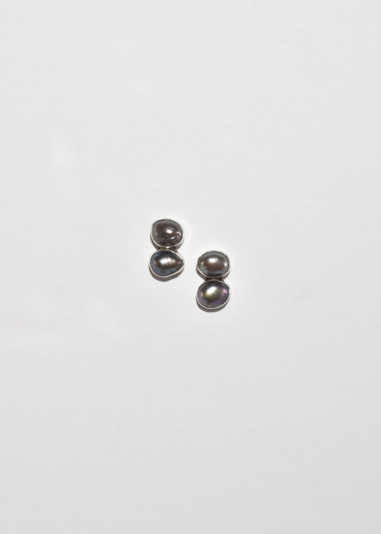 Gray Double Pearl Earrings