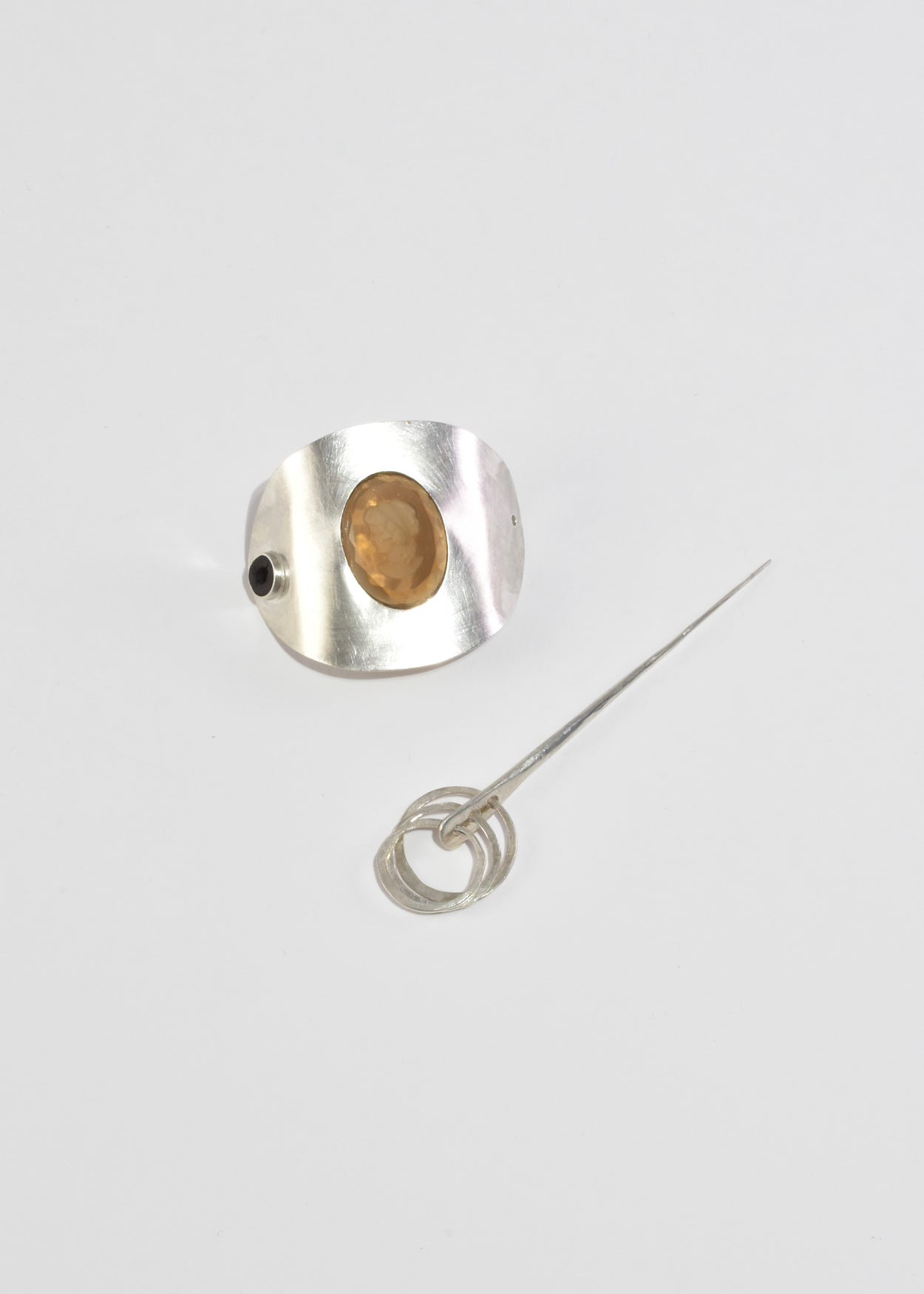 Glass Intaglio Sterling Hair Pin