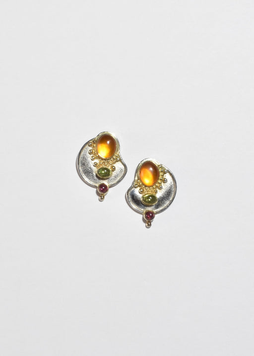 Amber Peridot Tourmaline Earrings