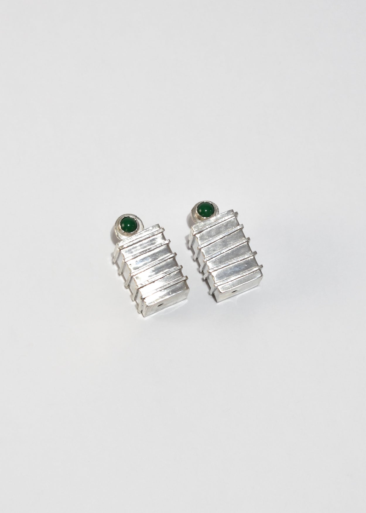 Rectangular Green Onyx Earrings