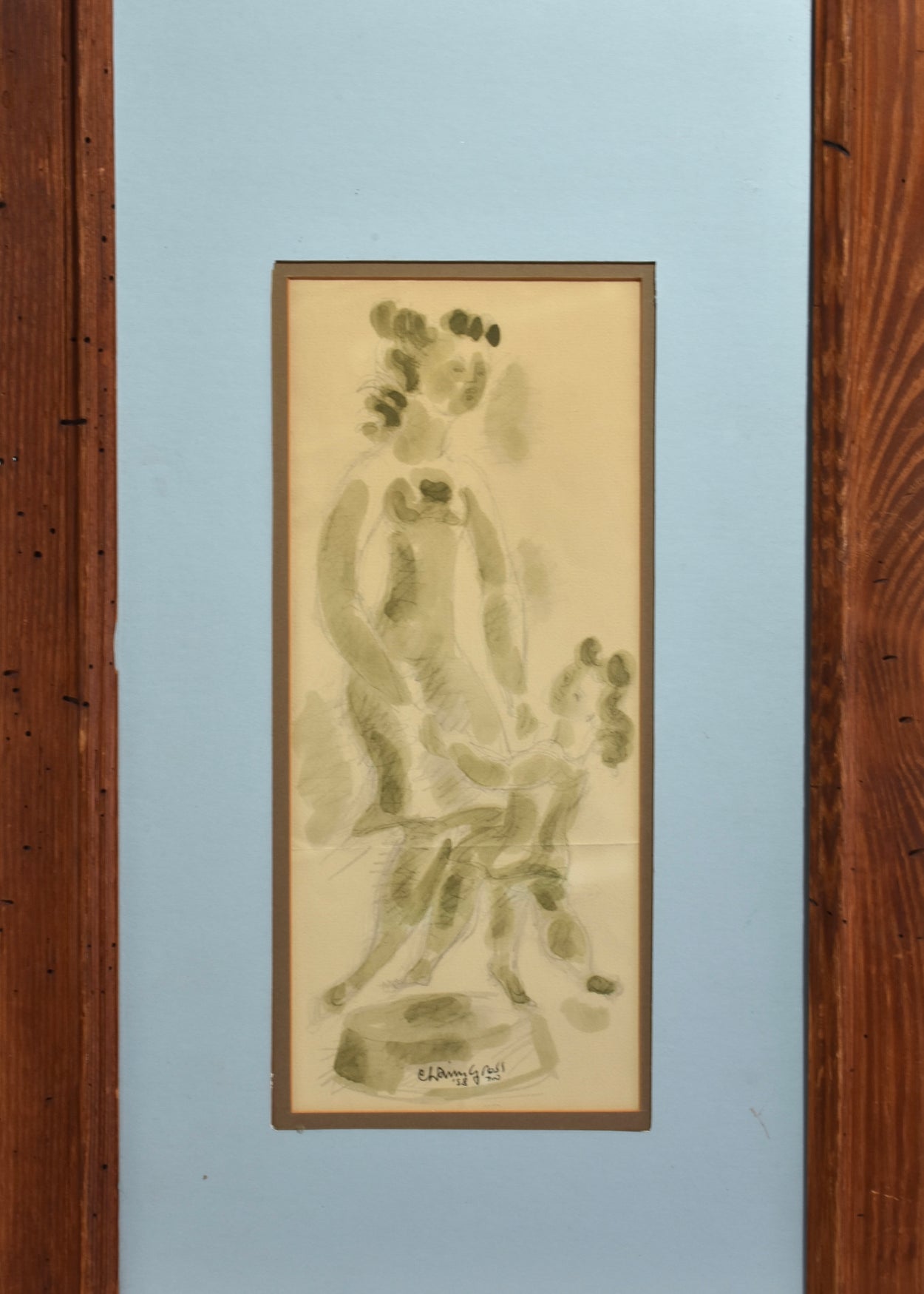 Mother and Child Lithograph, Framed