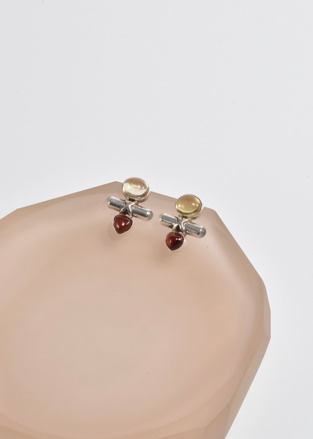 Citrine Garnet Moonstone Earrings