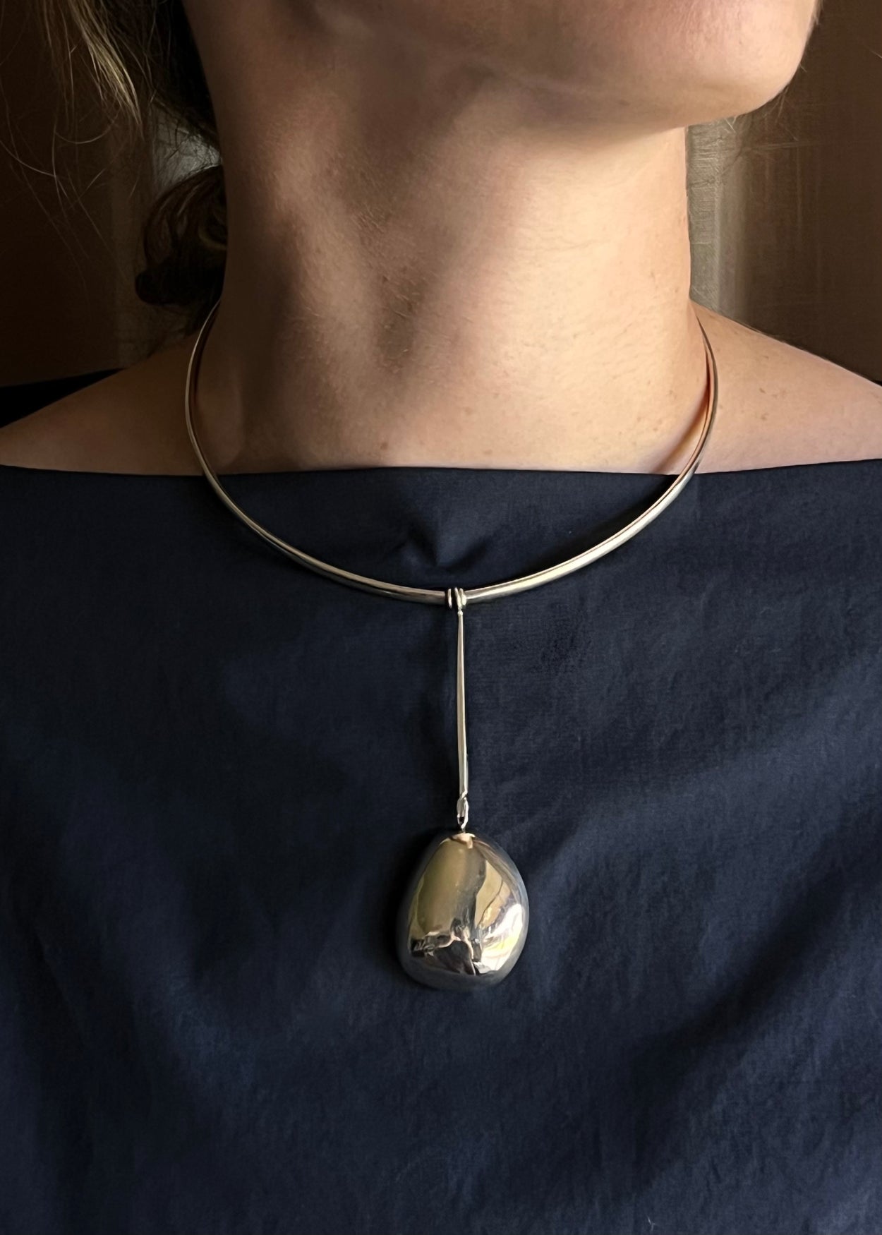 Sculptural Sterling Collar Necklace
