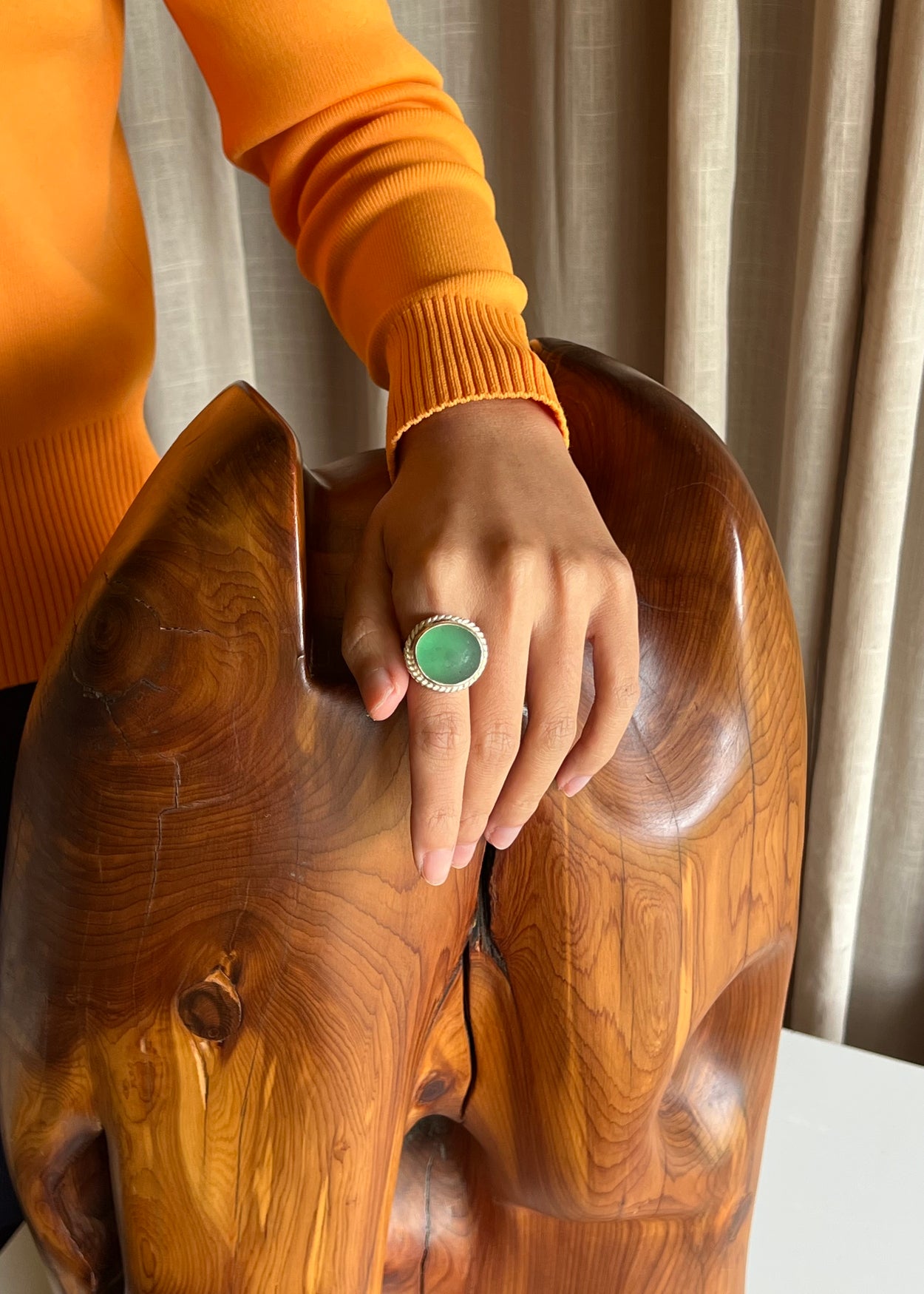 Green Sea Glass Ring