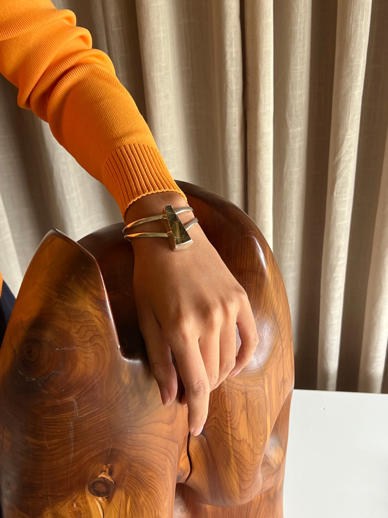 Modernist Rutilated Quartz Cuff Bracelet