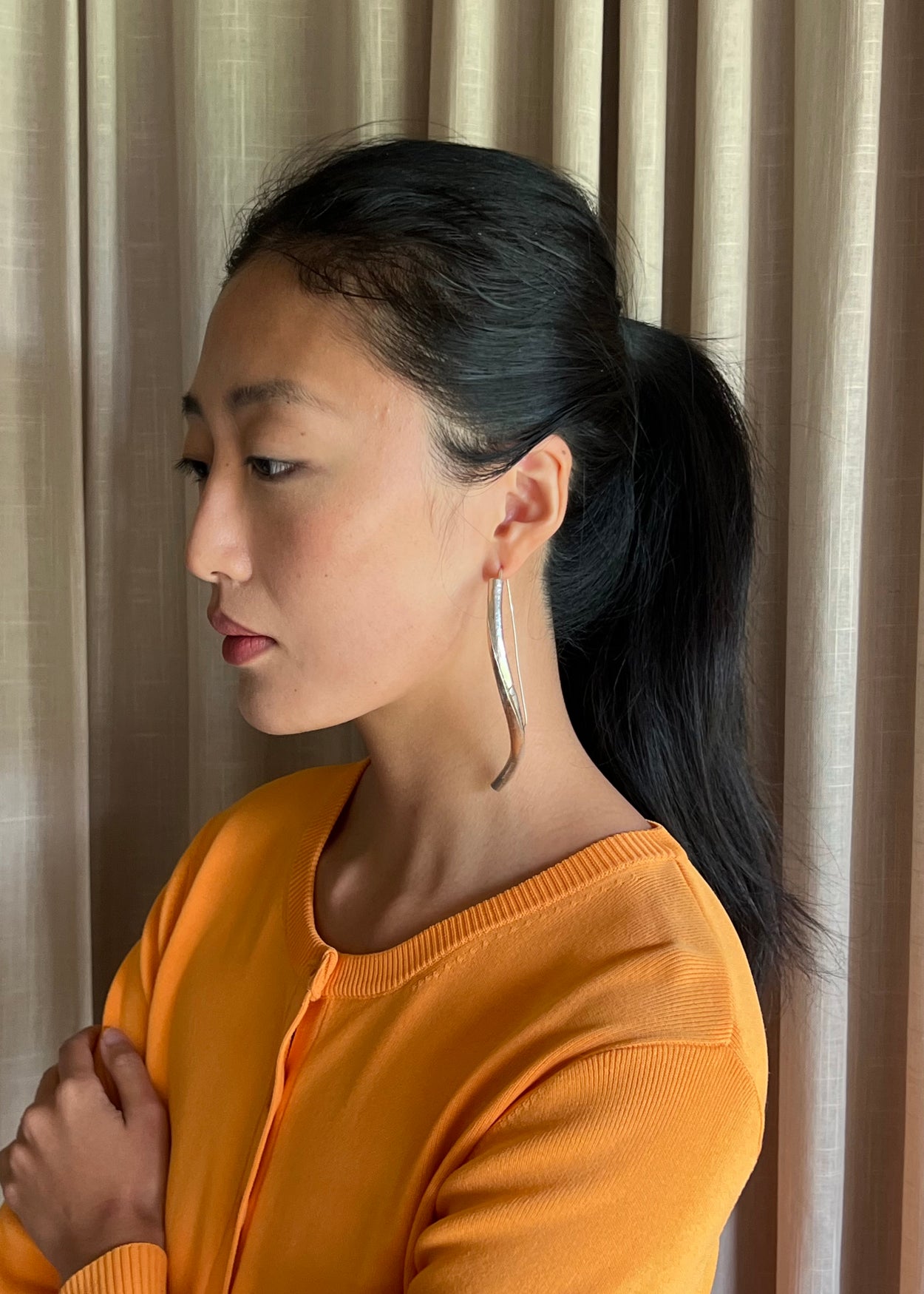 Long Sculptural Curved Earrings
