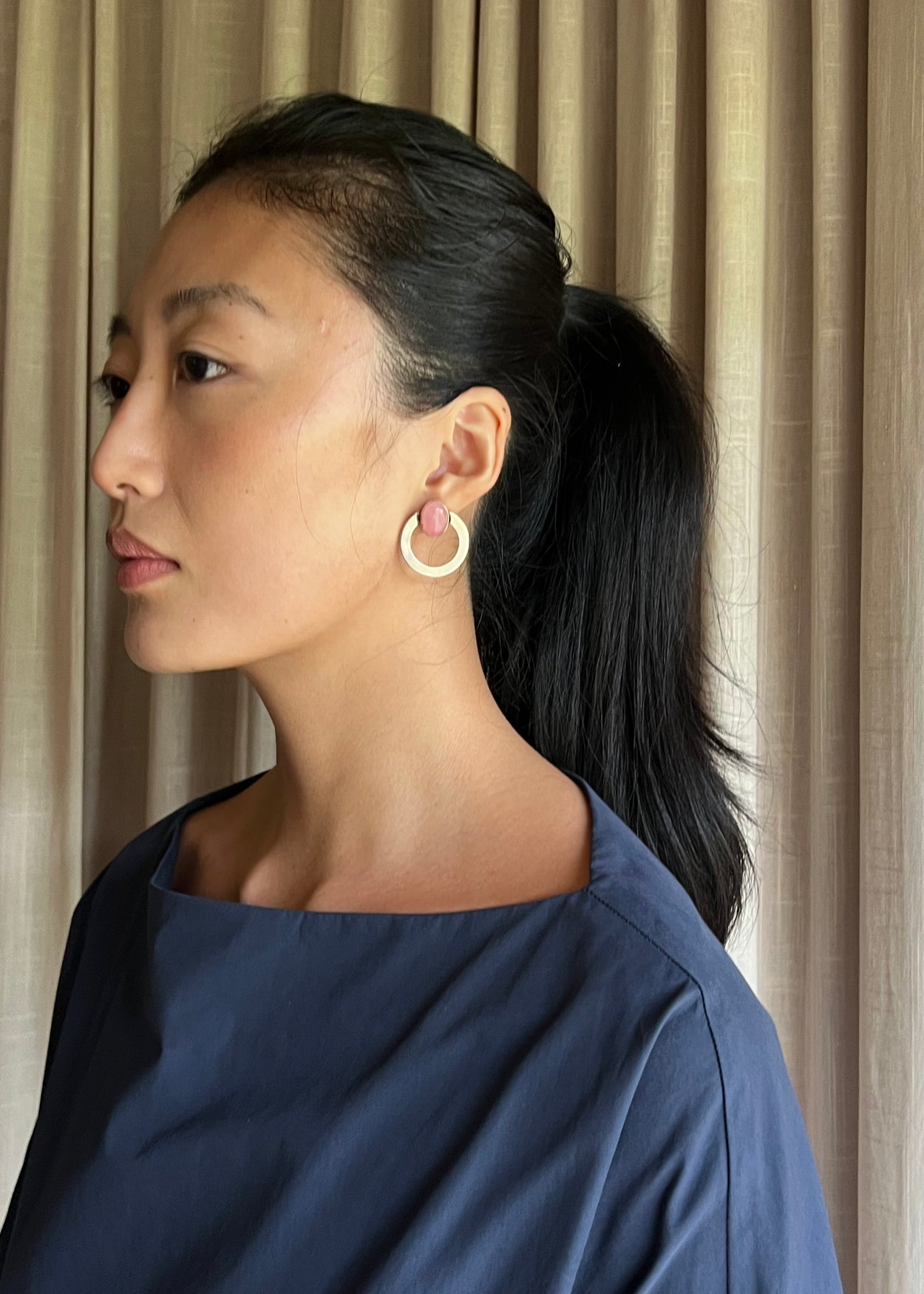 Rose Quartz Circle Earrings