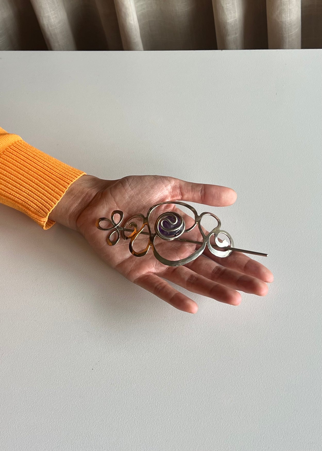 Abstract Amethyst Hair Pin
