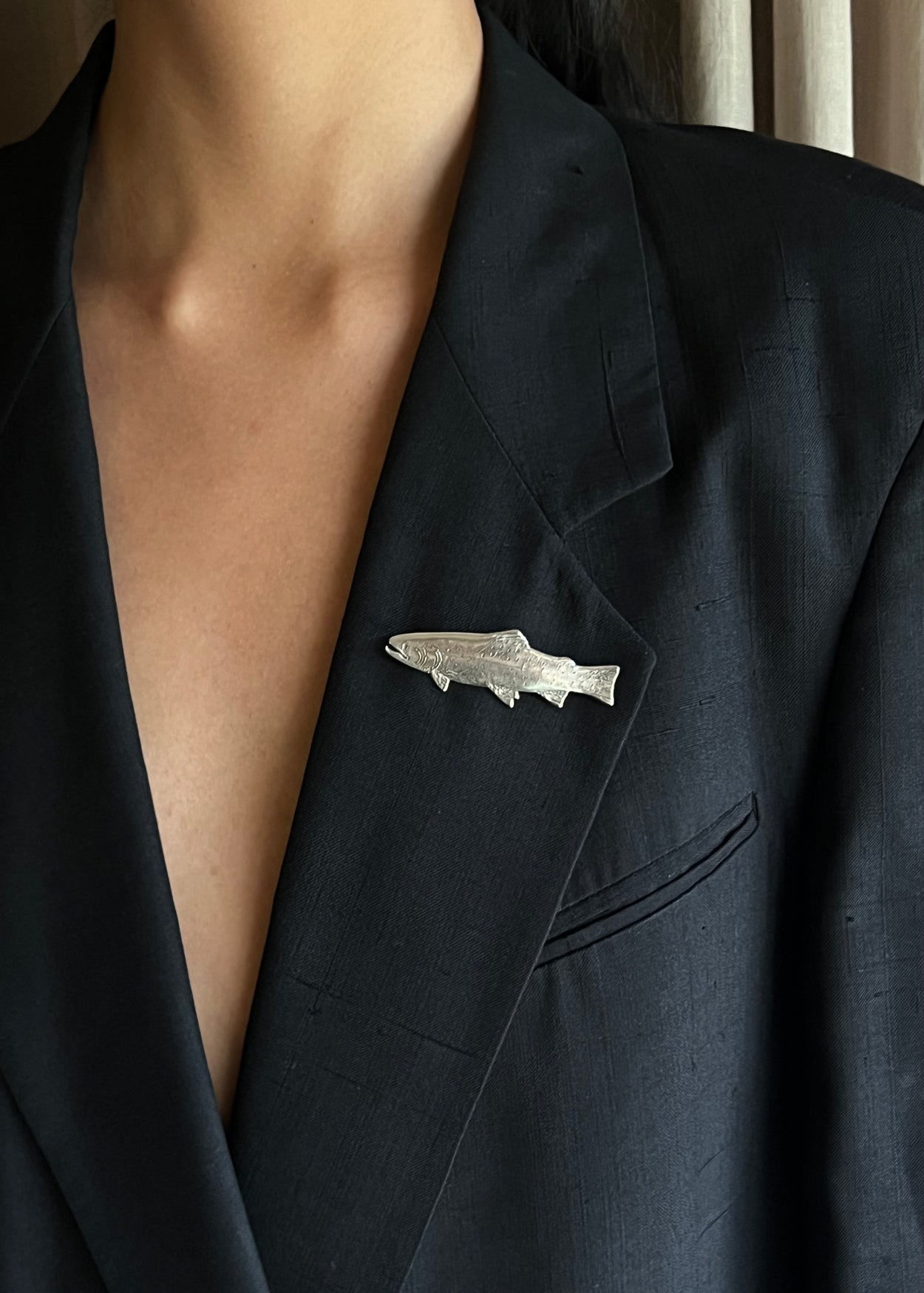 Sterling Trout Brooch