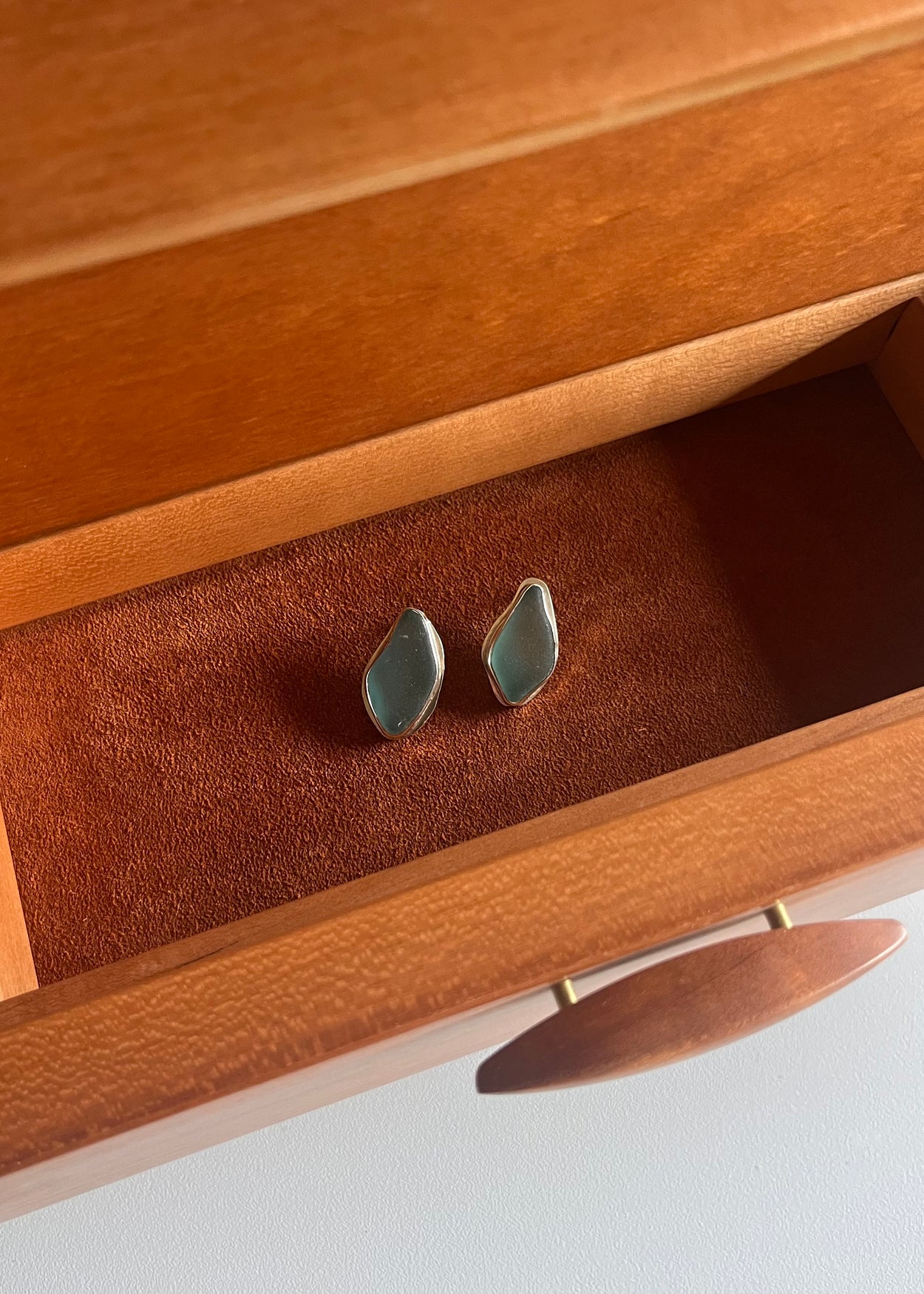 Teal Sea Glass Earrings