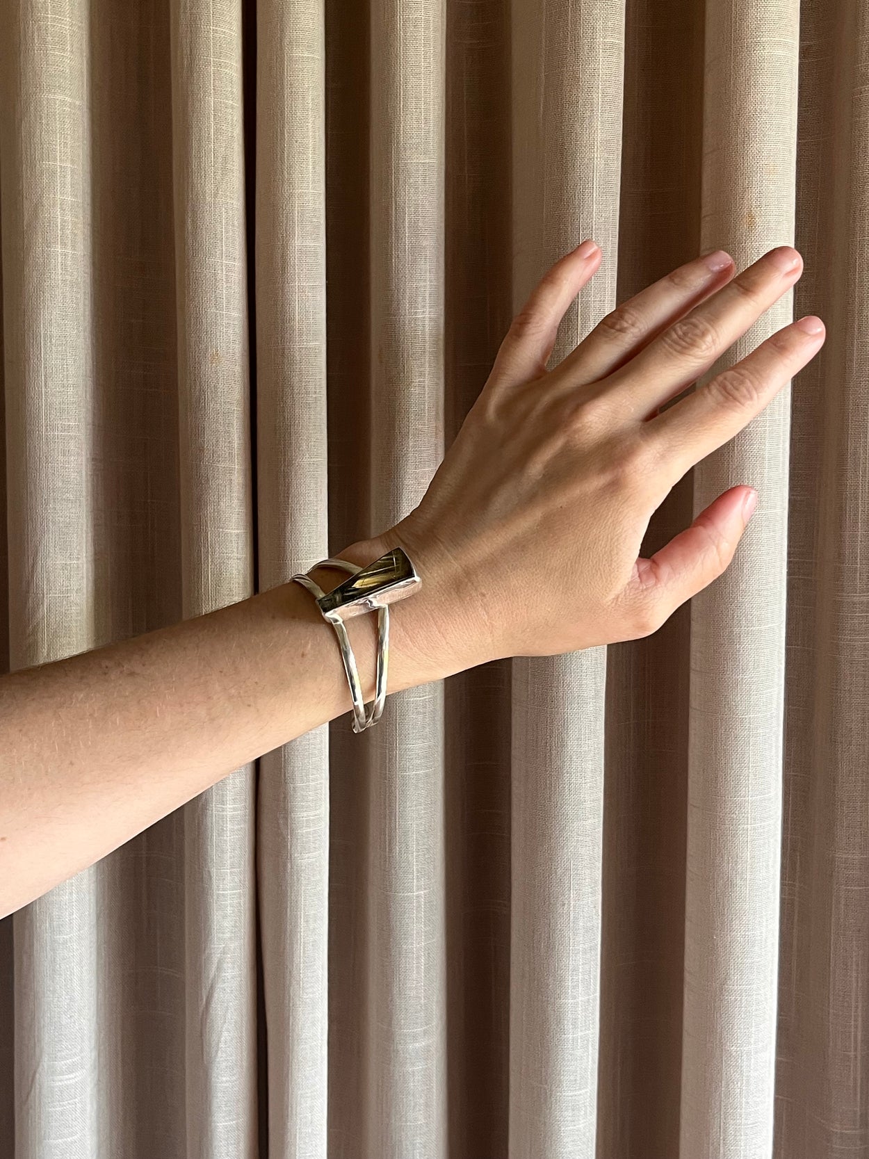 Modernist Rutilated Quartz Cuff Bracelet