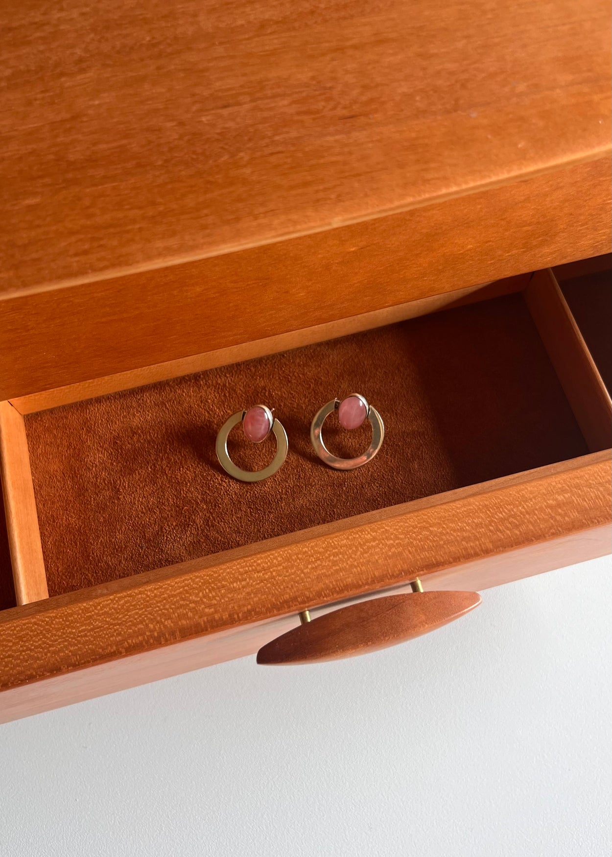 Rose Quartz Circle Earrings