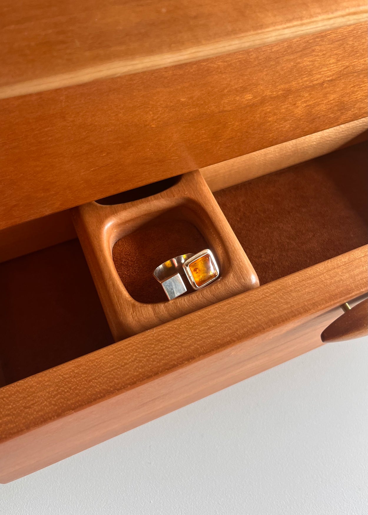 Asymmetrical Amber Ring