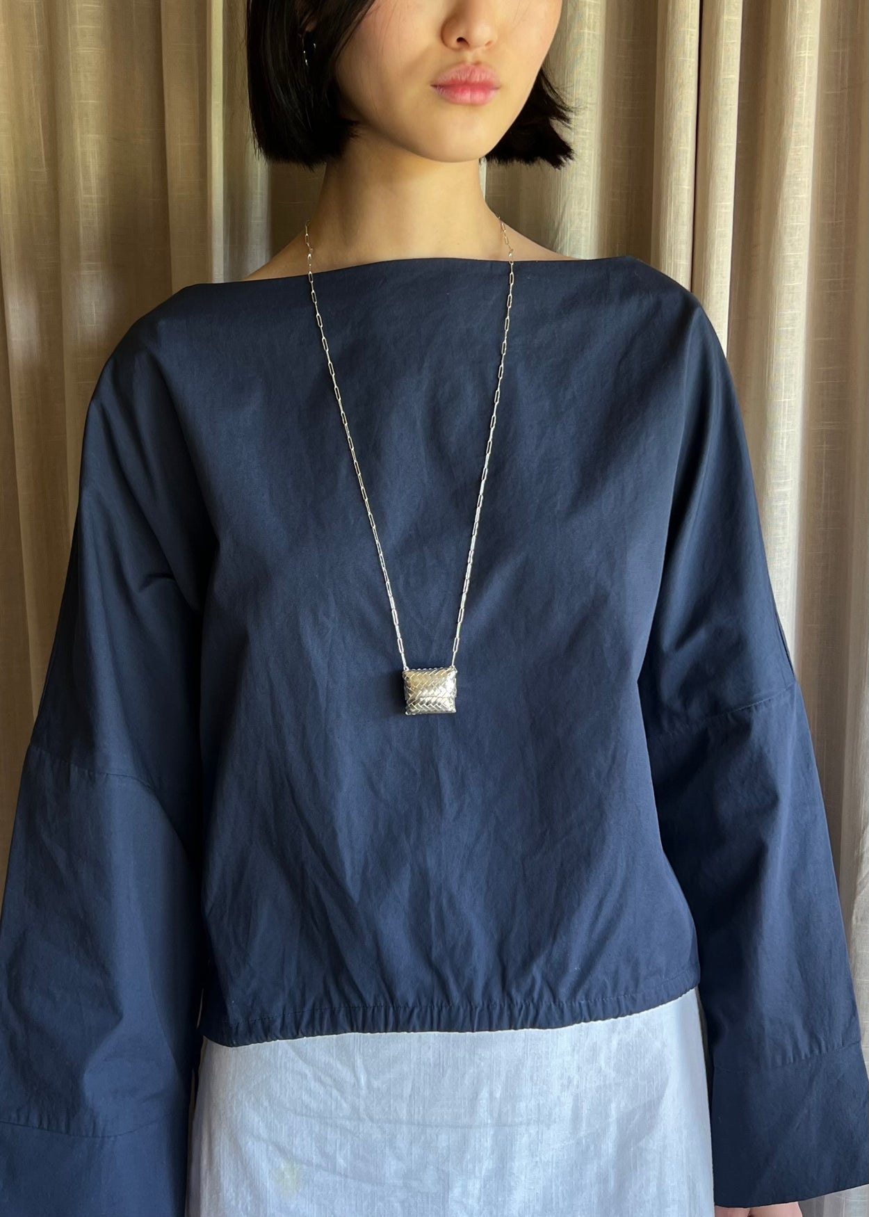Petite Woven Sterling Box Necklace