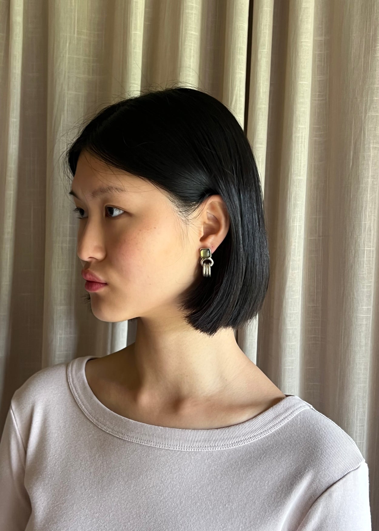 Glass Hoop Fringe Earrings